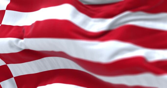 Seamless loop in slow motion of Bremen civil flag waving in the wind