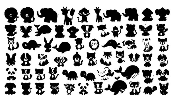 Cute Cartoon Animal Mega Bundle with 91 Adorable Wildlife Characters Vector Illustration