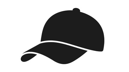 Fototapeta premium Black baseball cap icon silhouette isolated on white background.