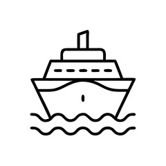 Obraz premium Simple outline of a cruise ship on the water 