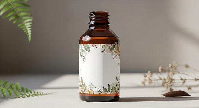 Mockup of herbal medicine bottle.