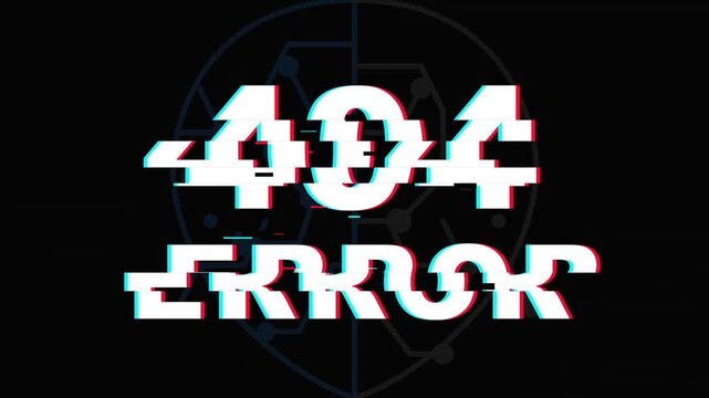 A conceptual digital 404 error message featuring a glitchy white text against a dark, tech-inspired background, symbolizing a broken link or inaccessible web page with a modern, abstract aesthetic