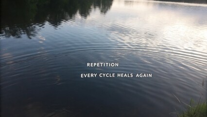 Fototapeta premium Tranquil Reflection on Water Surface with Ripple Effect Conveying Healing and Repetition Theme in Nature Setting