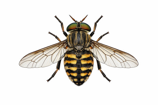 Close-up of a horsefly against a white background
