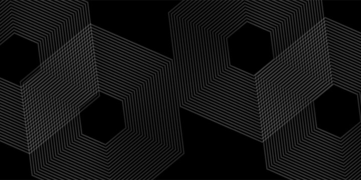 Futuristic Cyber Black Hexagon Network Lines Abstract Digital Data Grid Background