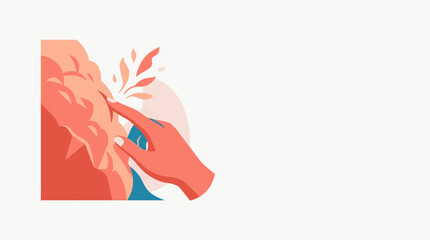 Fototapeta premium Abstract Mental Health Concept Illustration of a Hand Touching a Stylized Brain for Therapy and Neuroscience