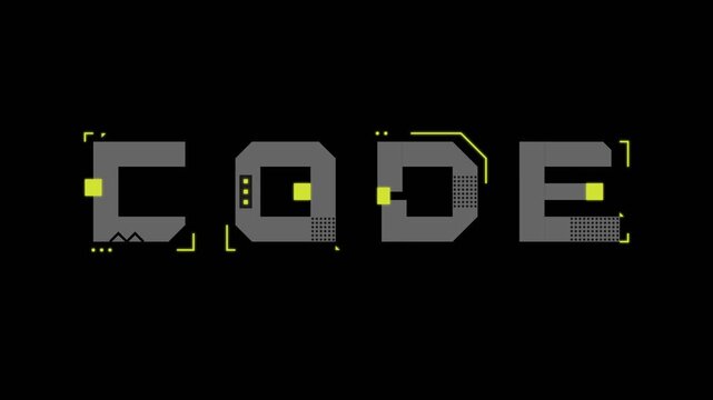 A futuristic and abstract digital typography design displaying the word 'CODE' with glowing circuit elements on a dark background, representing programming and advanced technology concepts