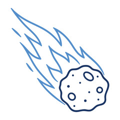 Falling asteroid line art illustration with fiery trail © nur