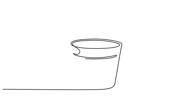 continuous line drawing Wire bucket, metal pail, minimalist line art, simple icon, black and white 4k video