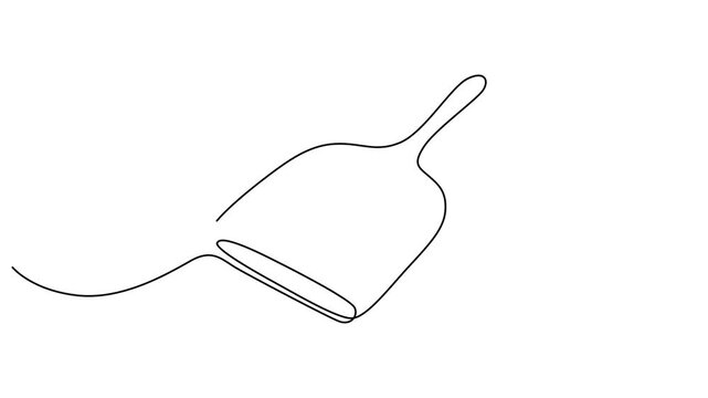 Continuous line drawing shovel, digging tool, gardening equipment, simple icon 4k video