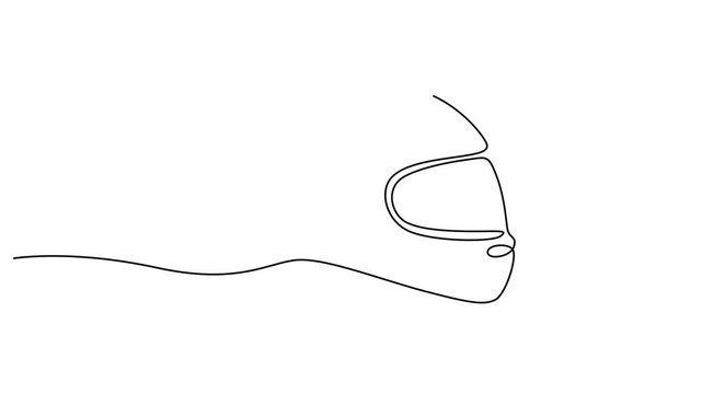 continuous line drawing Motorcycle helmet, racing helmet, bike safety gear, line art icon 4k video