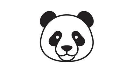 Black and white panda face illustration. © Kohirun