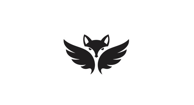 Black Fox with Wings Logo Icon.