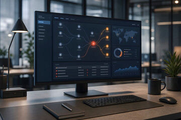 Fototapeta premium AML Monitoring Dashboard With Risk Alert Visualization
