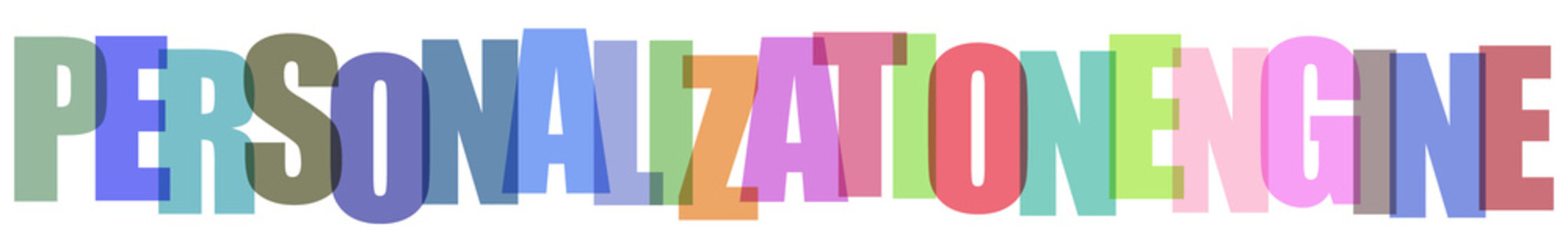 Personalization engine, colorful text, typography, digital concept, technology background