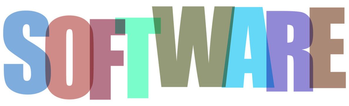 Colorful software, technology words, coding concept, programming text