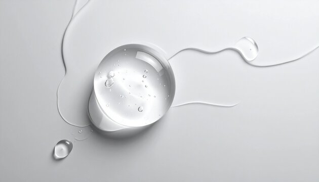 Collagen gel on a gray background, top view. Space for text.