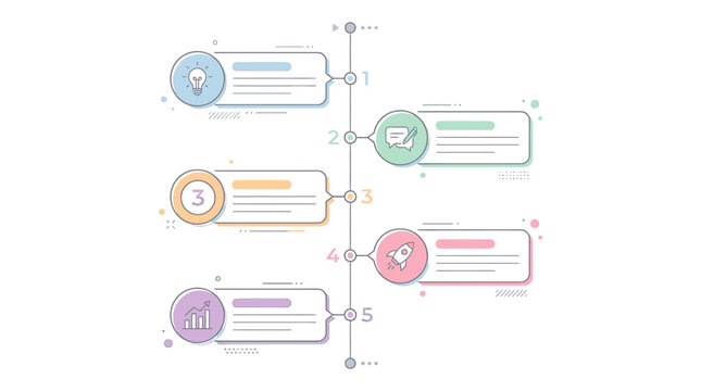 Clean vertical infographic timeline with five labeled steps.