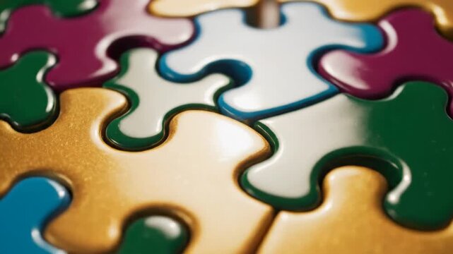 Colorful Interlocking Abstract Puzzle Pieces in Motion
