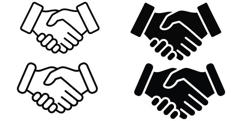 Obraz premium Modern handshake icon with smartphone integration in sleek outline and solid style