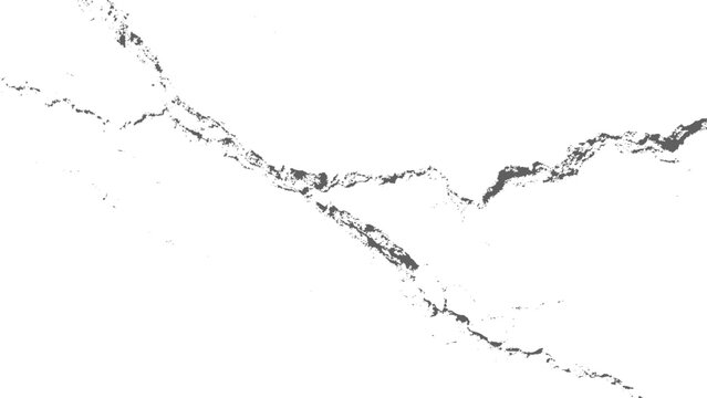 Gray cracked texture with rough surface and broken lines on white background
