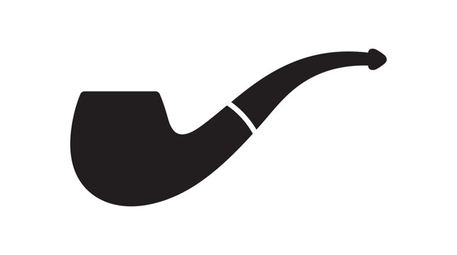 Smoking Pipe Silhouette On White Background Minimalist Design