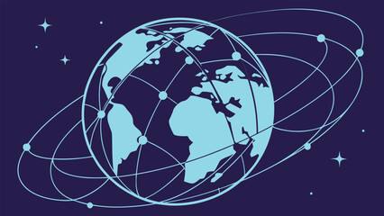 Naklejka premium Abstract silhouette Futuristic Globe Icon with Digital Network Connections for Global Technology Vector illustration