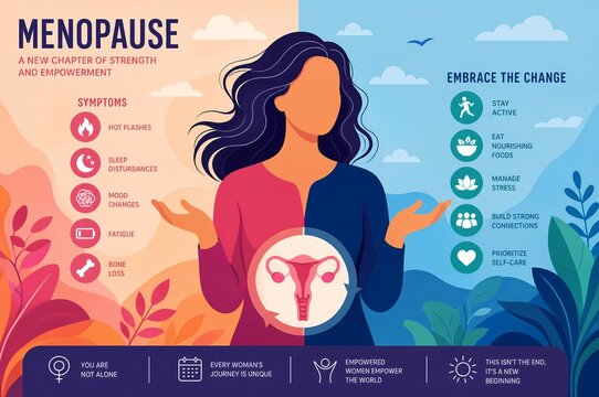 An illustration of menopause, highlighting empowerment and coping strategies for women.