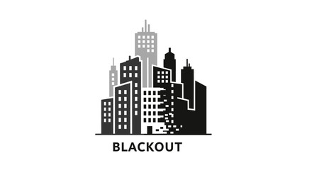 Fototapeta premium Blackout cityscape with skyscrapers silhouette.