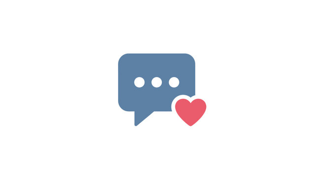 Blue chat bubble with heart.