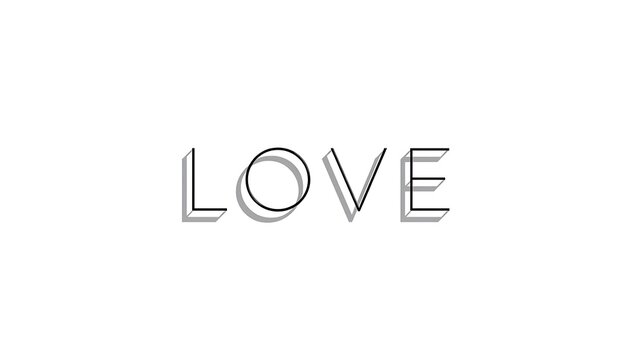 Minimalist love typography with elegant script on clean white background and soft shadow