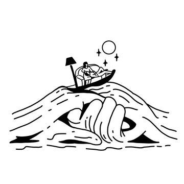 Surfing existential dread on a couch under the moon.