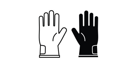 Fototapeta premium Protective gloves in outline and solid black against a clean white backdrop representing safety and industrial work concepts