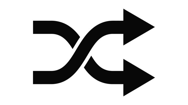 Interlocking arrows silhouette on a white background graphic design element