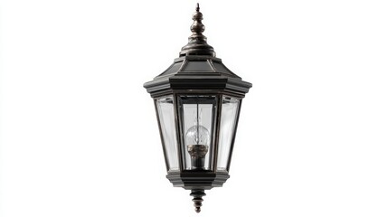 Fototapeta premium Vintage Hanging Lantern Isolated on White Background, Classic Outdoor Lighting Fixture