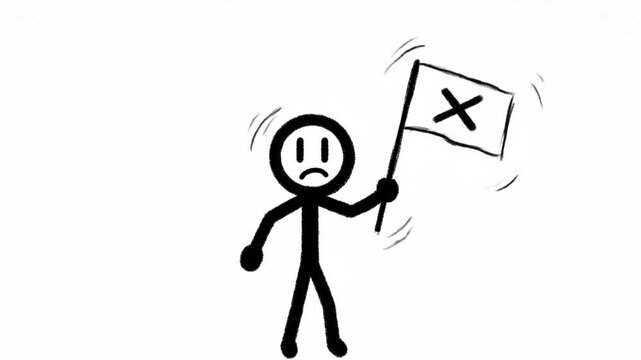 Stickman animation waving a white flag