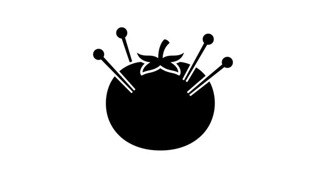 Tomato with pins piercing its surface symbolizing pain.