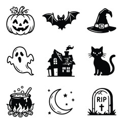 Obraz premium Halloween Icons Set Spooky Symbols Collection 1.