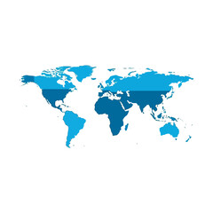 Fototapeta premium World Map in Blue Tones.