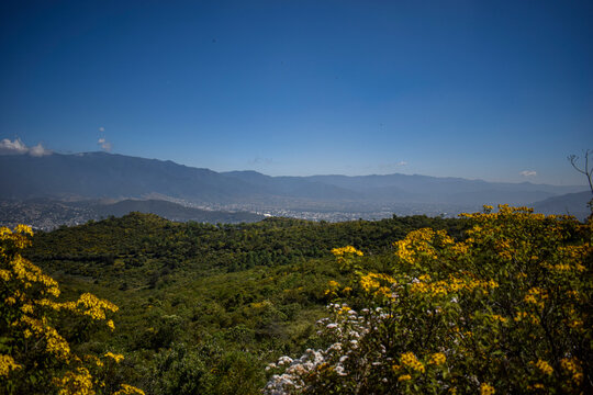 Panoramic View of Oaxaca City from Monte Alban Archaeological Site Mexico