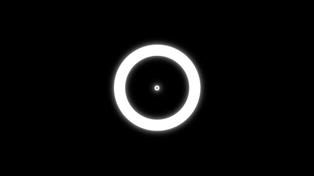 Glowing white double circle shockwave explosion with transparent alpha channel background loop for logo reveal music video sync backdrop hud overlay 4k motion graphics vfx