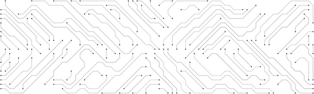 Abstract Circuit Board Lines and Dots Pattern with Transparent Background vector