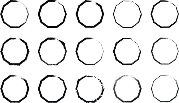 Geometric shape outline collection with hexagon square triangle circle elements for design resources