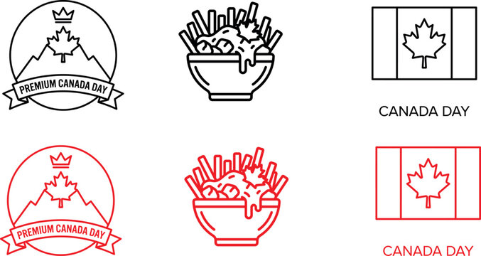 Canada day logos and icons set