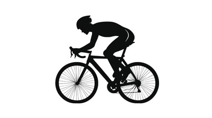 Fototapeta premium Cyclist riding a road bike silhouette isolated on white background