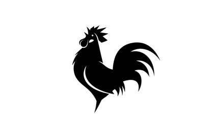 Black silhouette of a rooster bird. © Ahmad