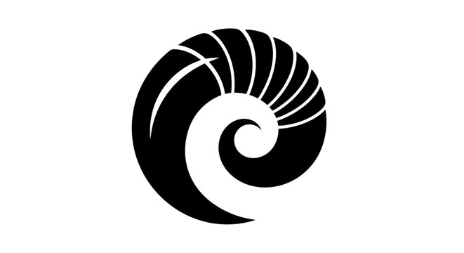 Black Nautilus Shell Spiral Icon.