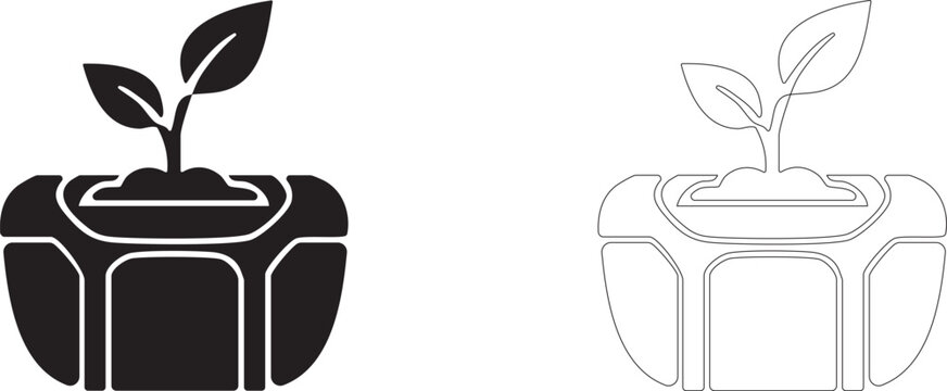 Space greenhouse vector icon, hydroponics symbol, growing plants in space, biological life support module and botany.