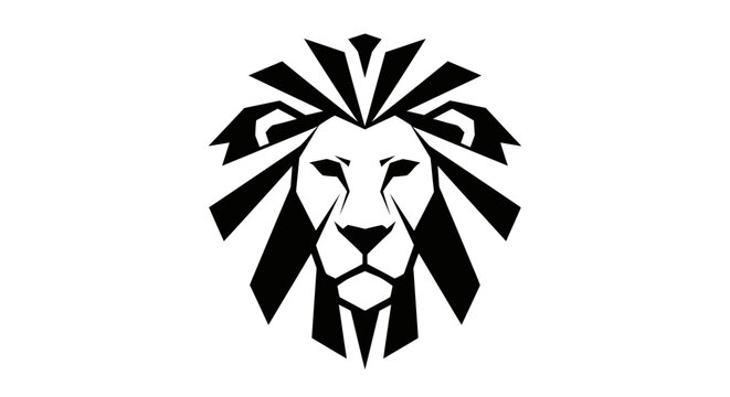 Geometric Lion Face Closeup Illustration.