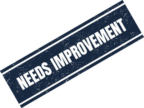 Needs improvement stamp isolated on plain surface for corporate assessment and employee performance review feedback processes